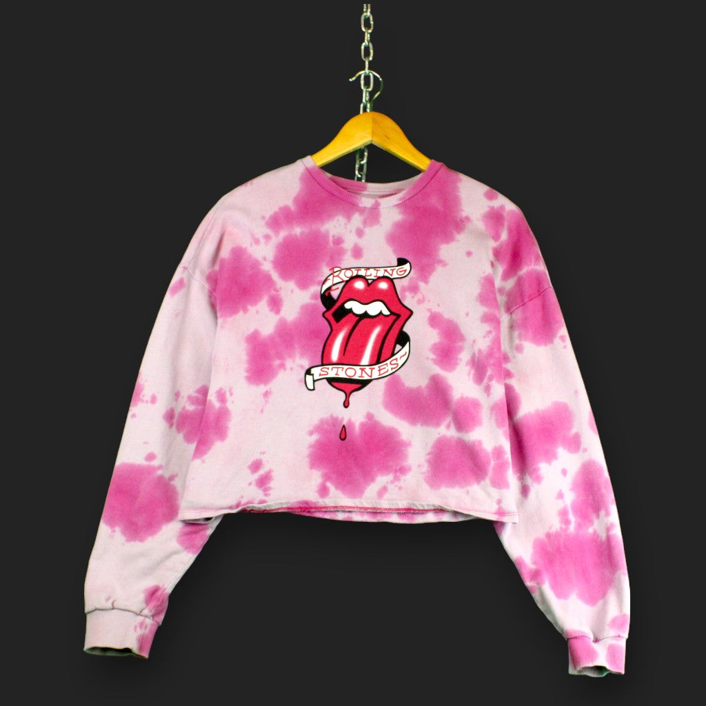 Kurzer Pullover mit Rolling Stones-Motiv