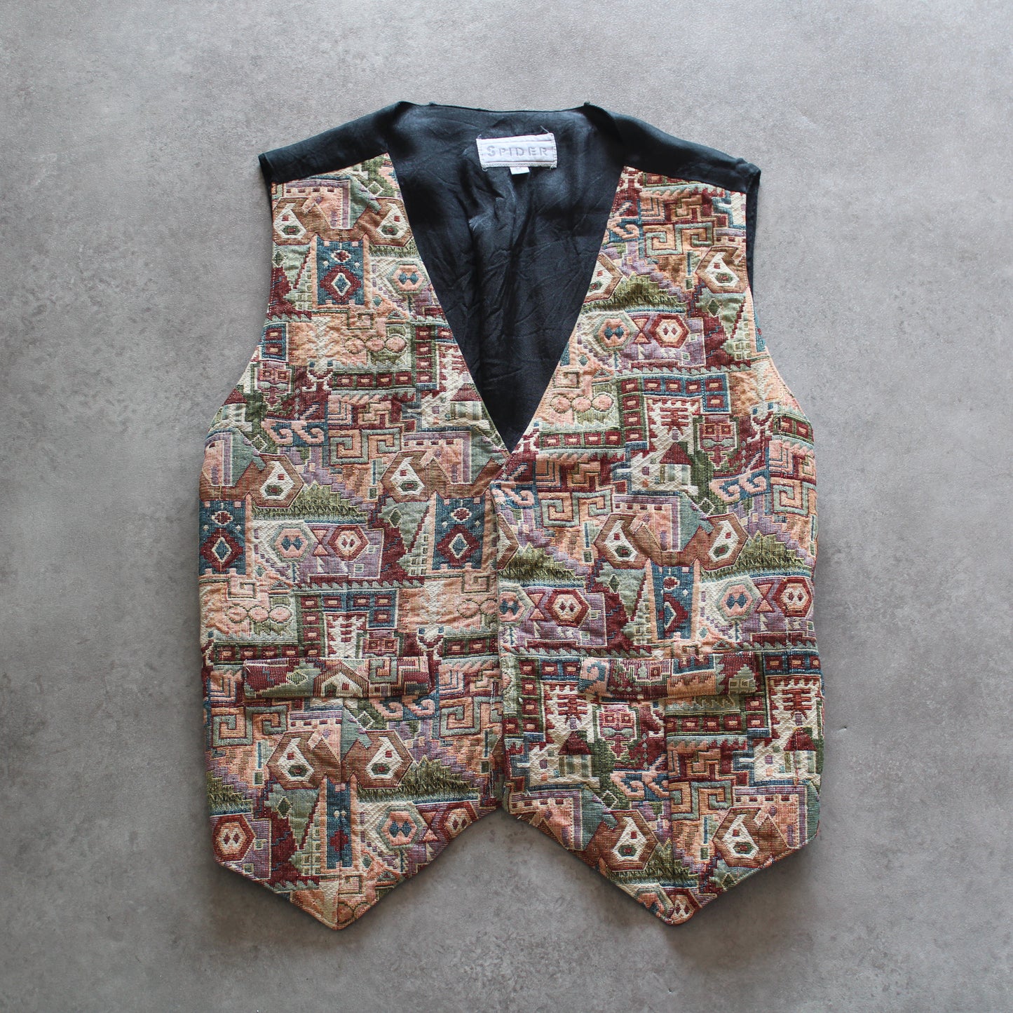 Spider Gobelin Patterned Vintage Vest (Woman-M)