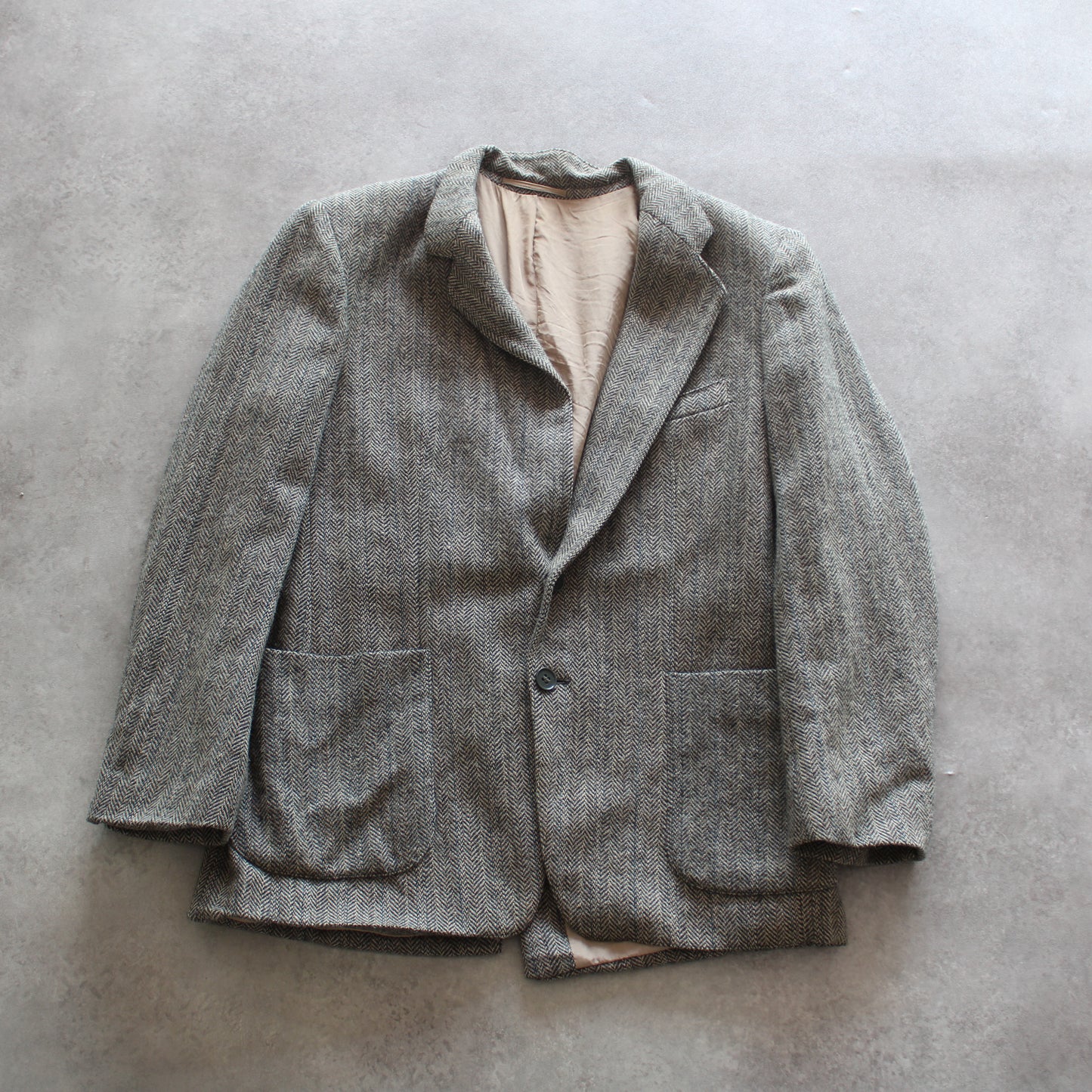 Magyar Gyapjúfonó és Szövőgyár Vintage Grey Herringbone Wool Blazer (Man-L)