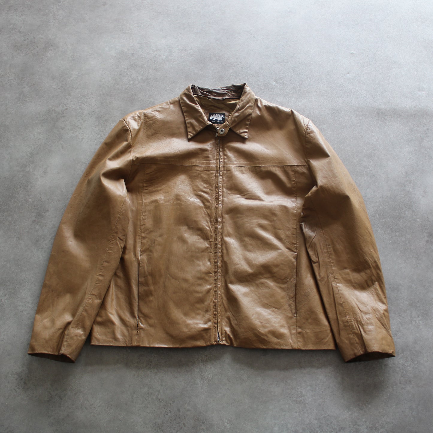 MAX Leatherwear vintage brown leather jacket front view