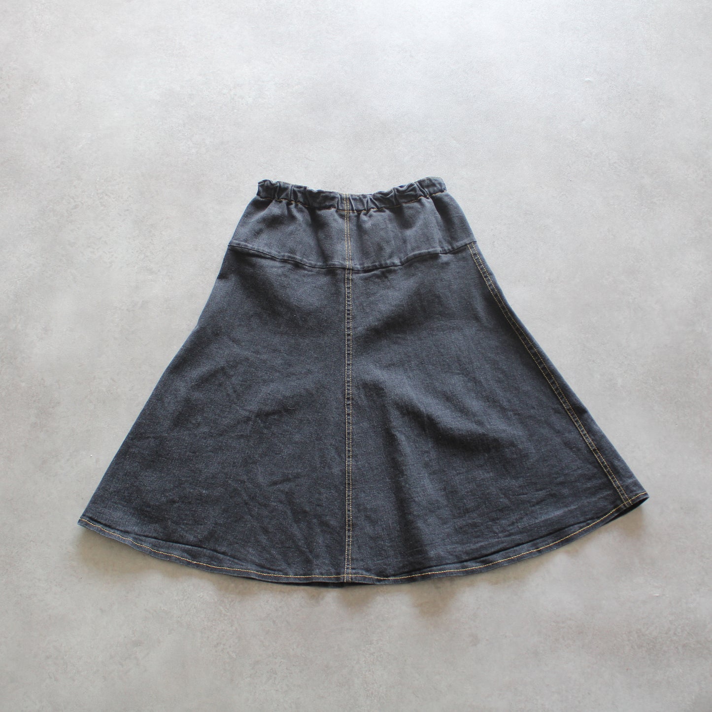 Y2K Elastic Waist Gathered Mid Skirt (Woman-M)