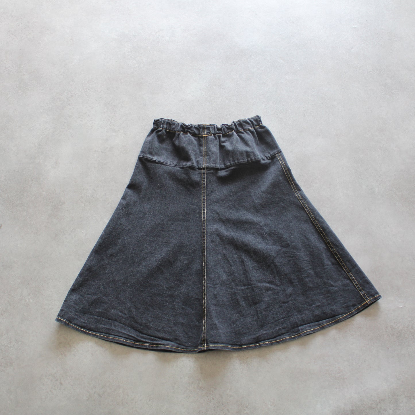 Y2K Elastic Waist Gathered Mid Skirt (Woman-M)