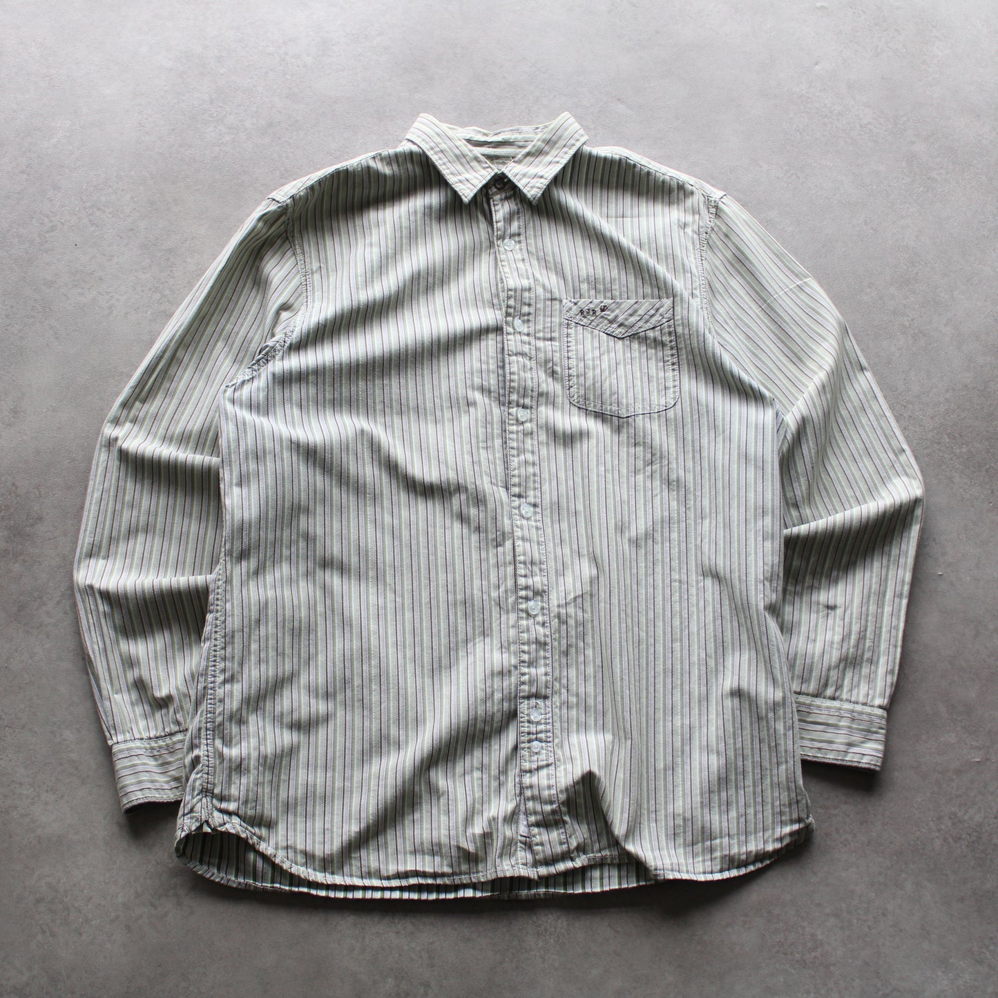 Rocha John Rocha Striped Button-Up Shirt with Chest Pocket (Man-L)