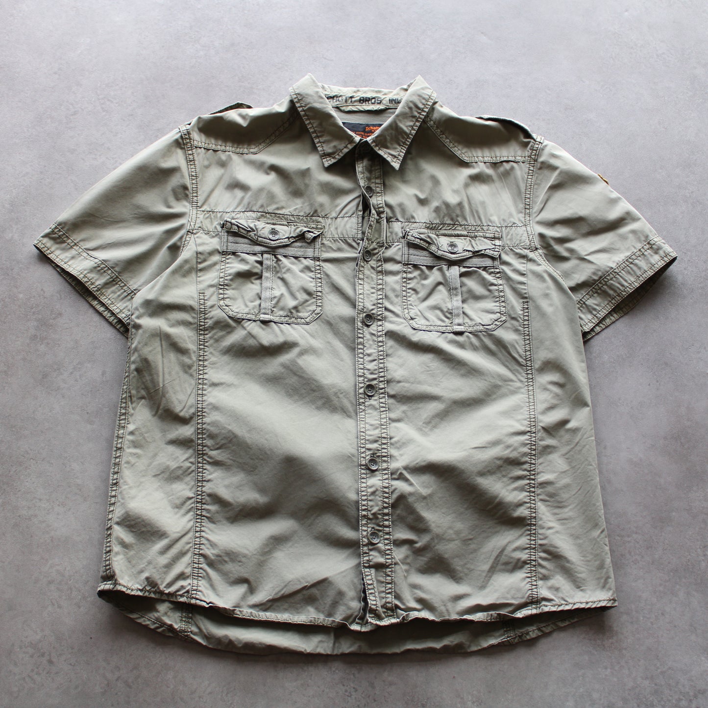 Scott NYC Short Sleeve Shirt – Utility Pockets, Button-Up, Beige (Man-XXL)