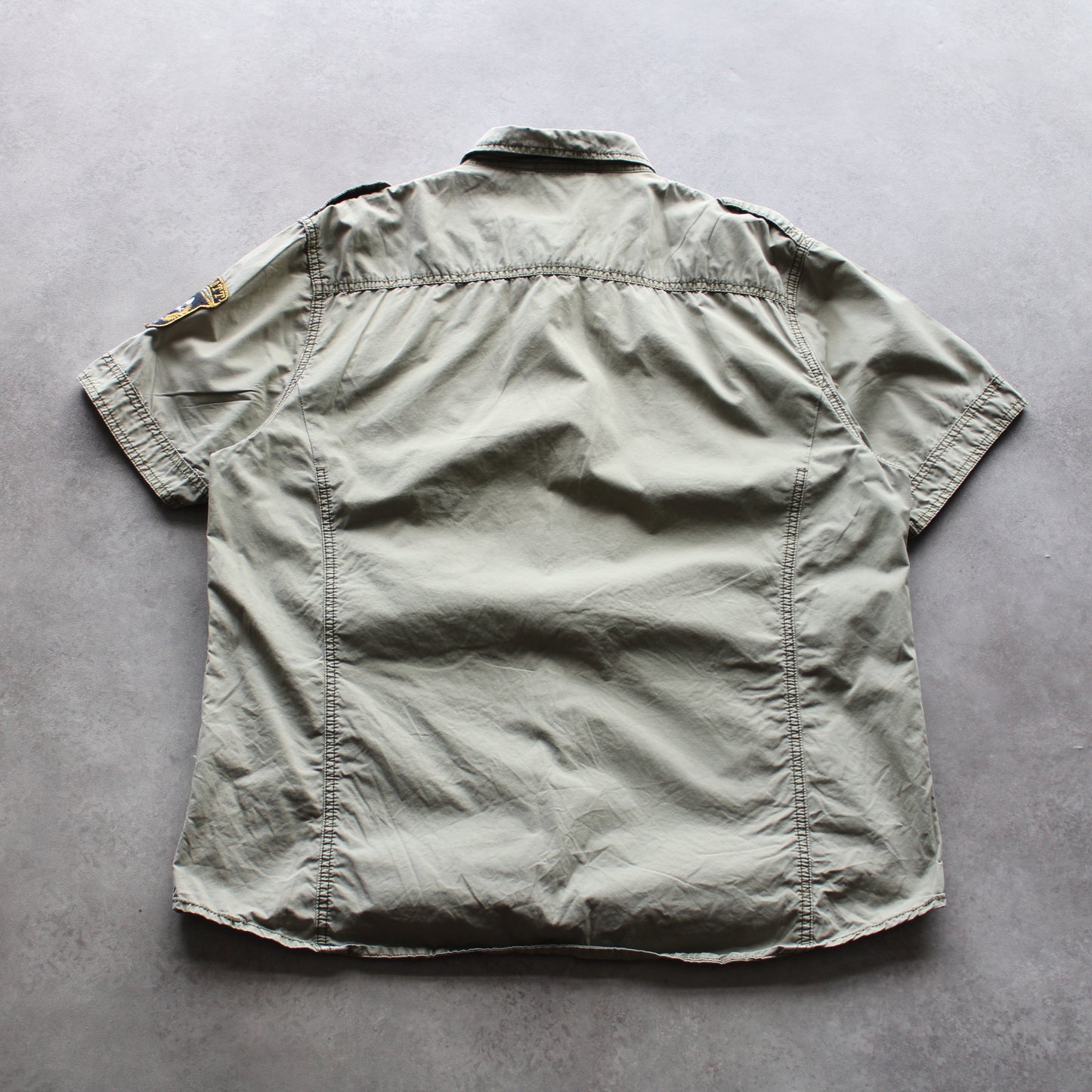 Scott NYC Short Sleeve Shirt – Utility Pockets, Button-Up, Beige (Man-XXL)