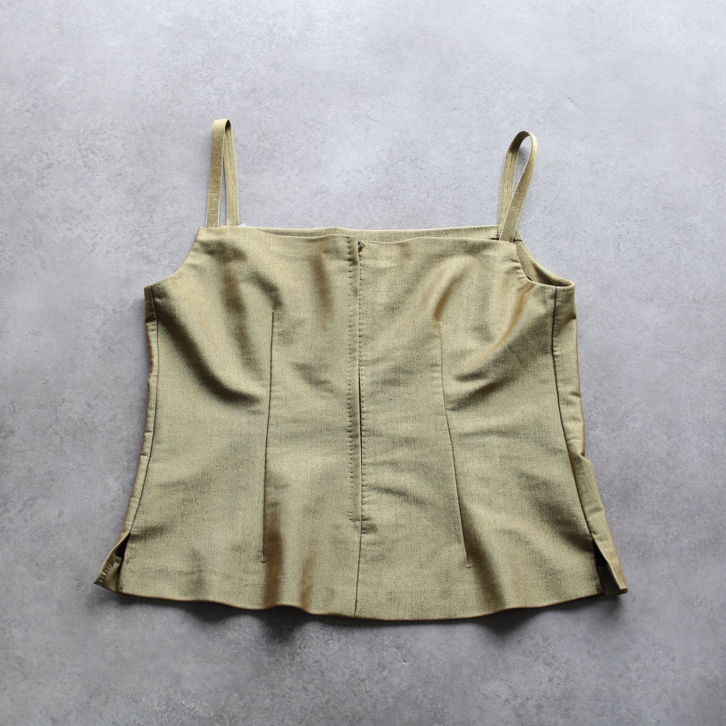 Vintage Gold Spaghetti Strap Top – Elegant Minimalist (Woman-L)