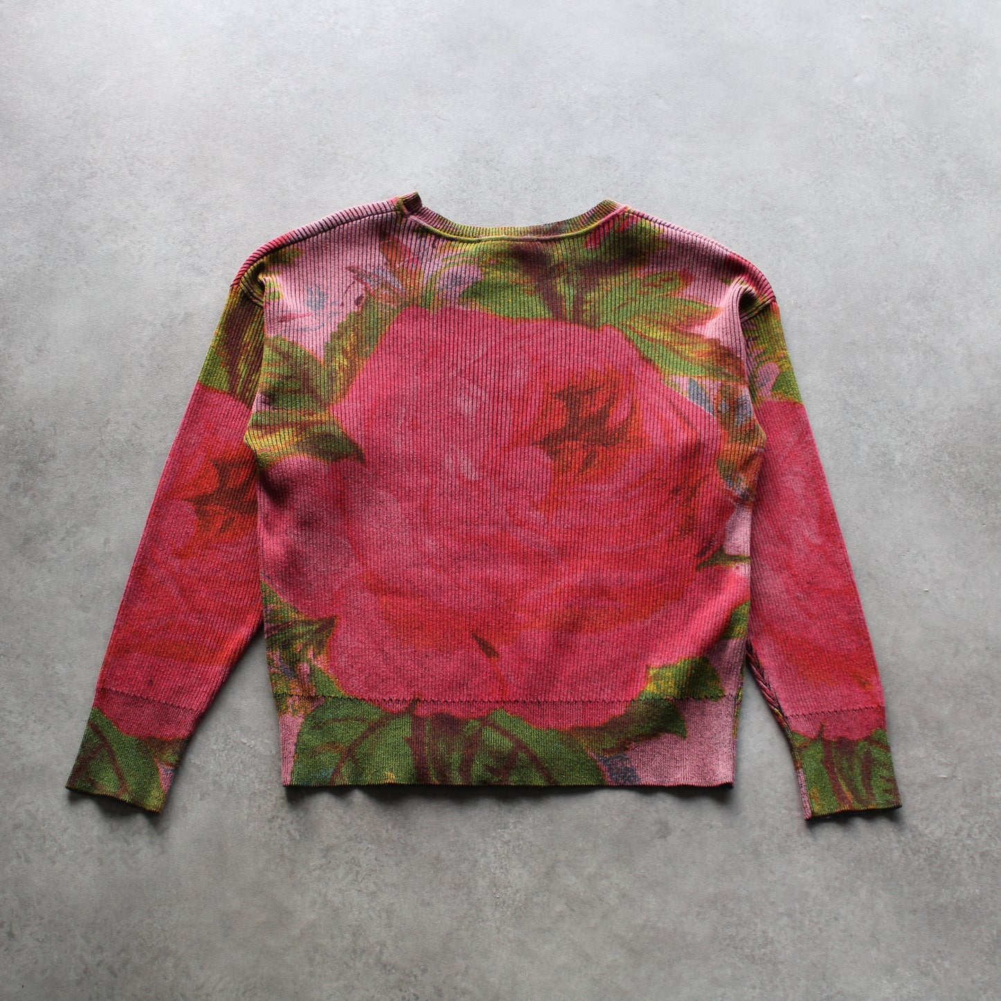 Desigual Floral Knit Sweater – Bold Pink & Green Pattern (Woman-M)