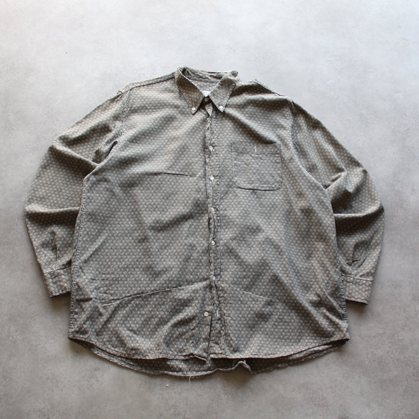 Rindli Patterned Button-Up Shirt – Beige/Grey (Man-XXL)