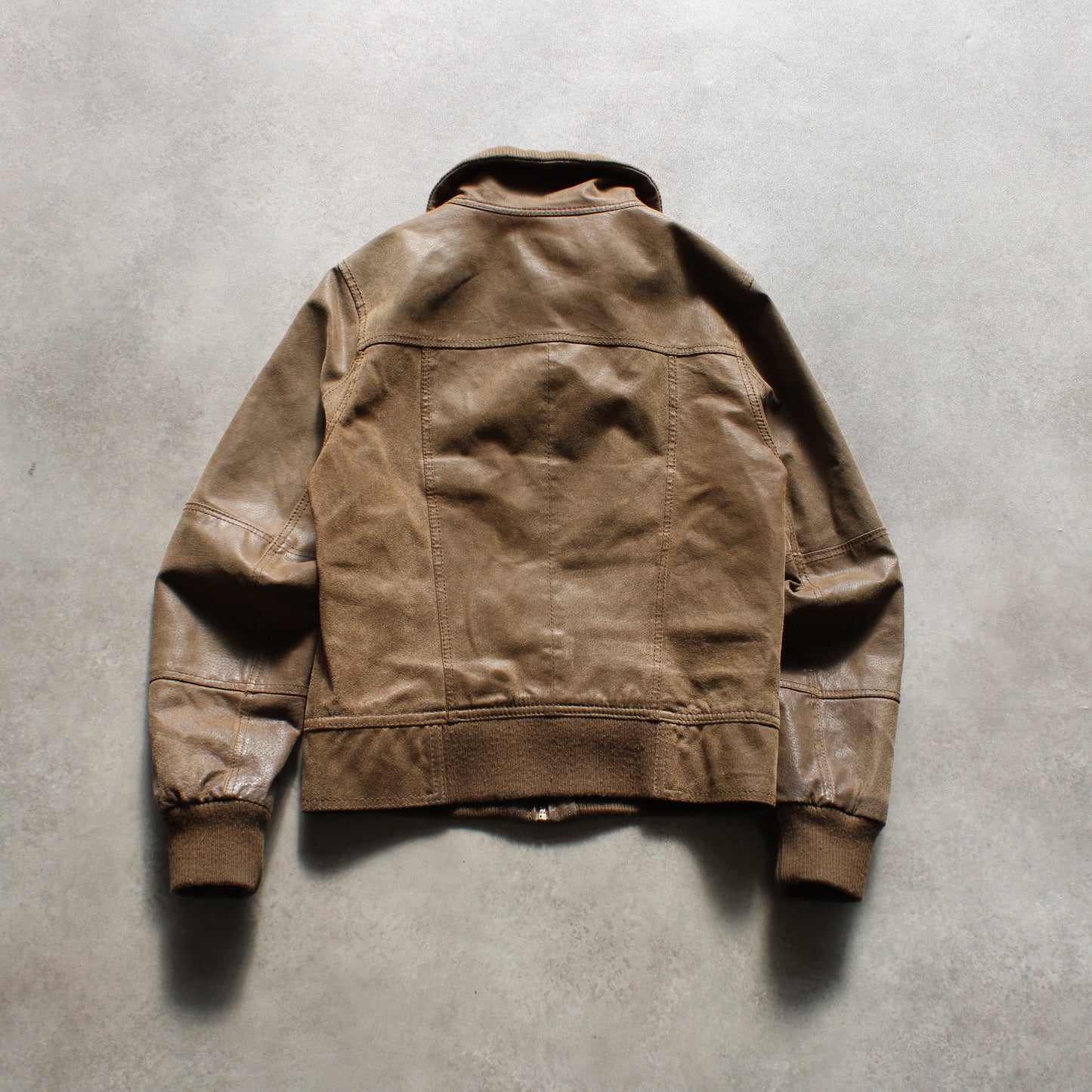 Vintage Genuine Leather Bomber Jacket – Brown (Woman-S)