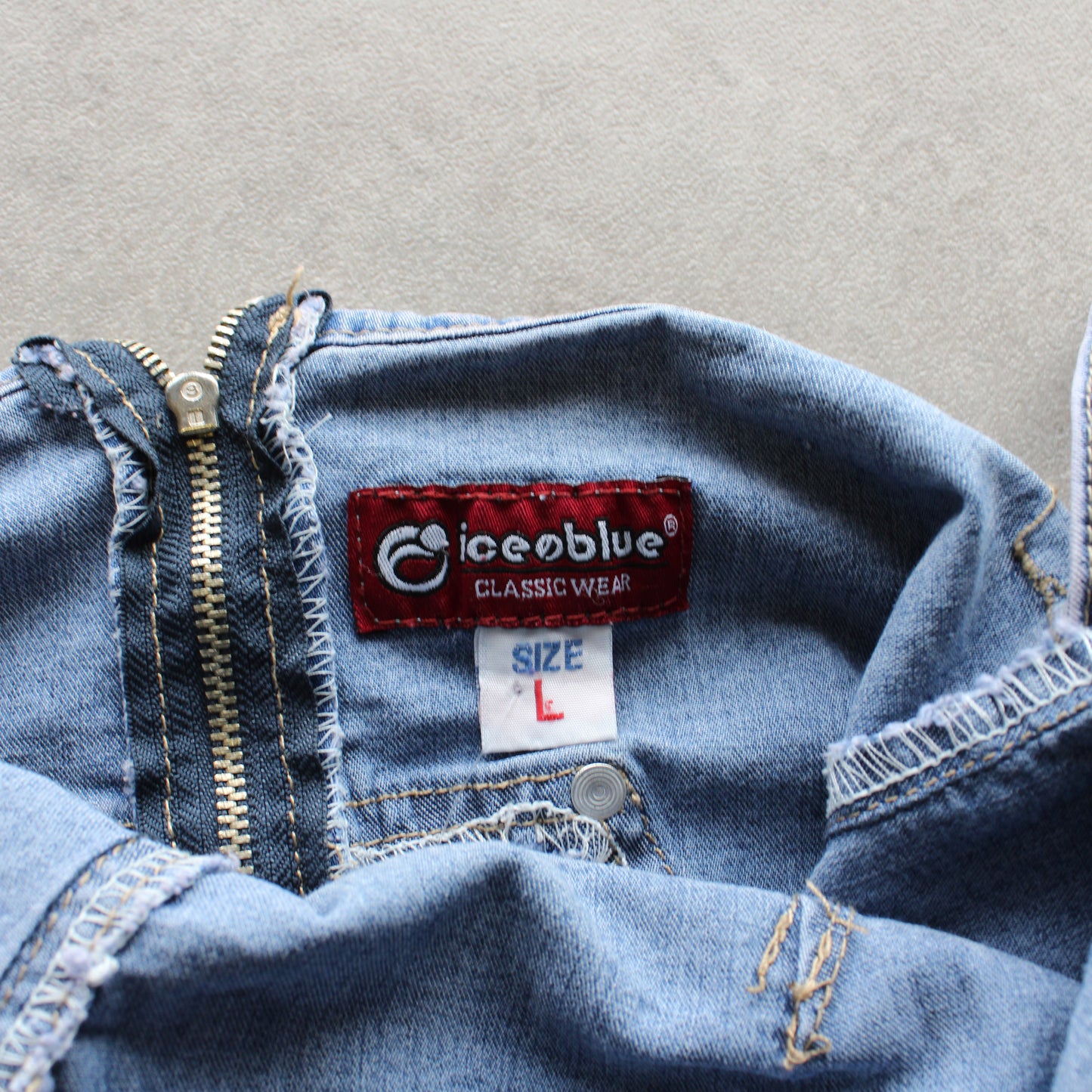 Ice Blue Vintage Denim Mini Dress – Light Wash (Woman-L)