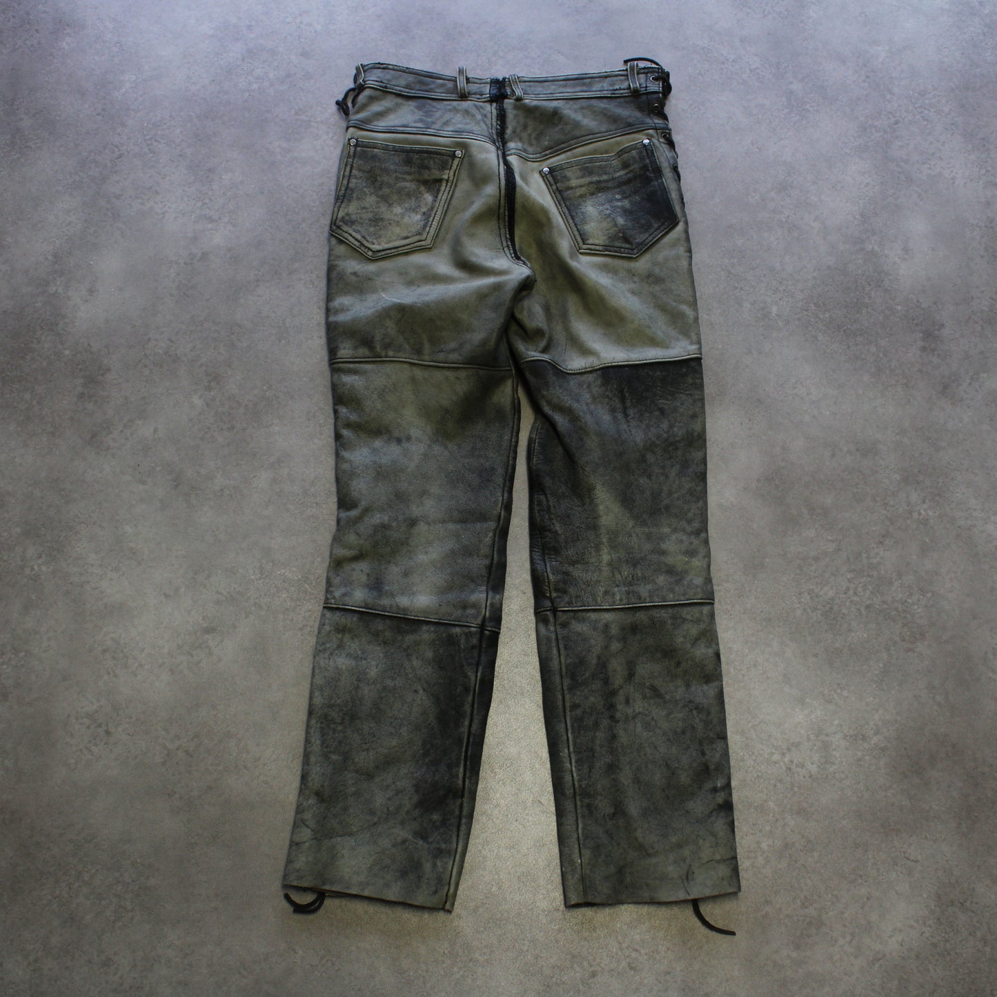Vintage Distressed Leather Pants – Grey (Man-W30)