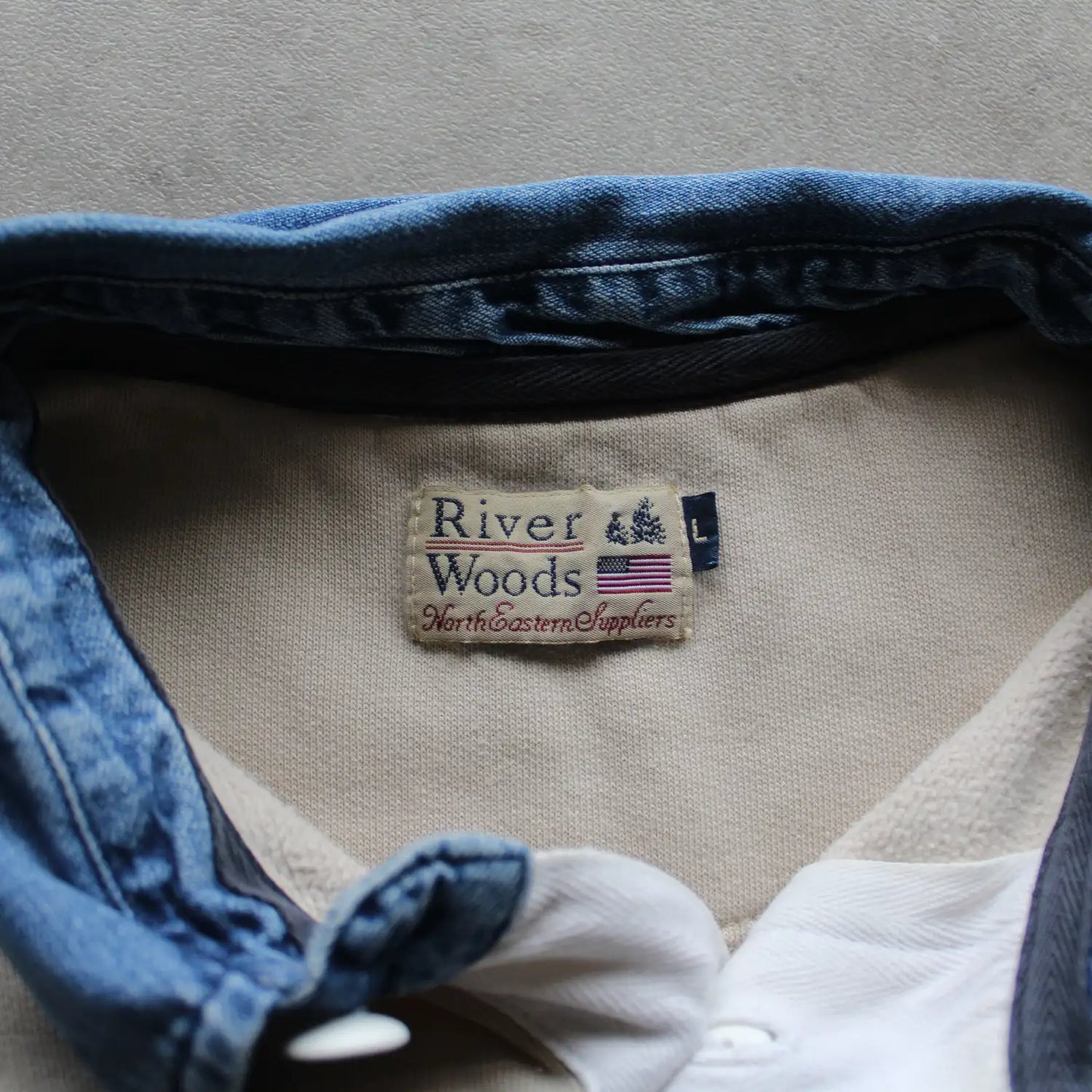 River Woods USA Rugby Shirt – Beige/White (Man-XS)