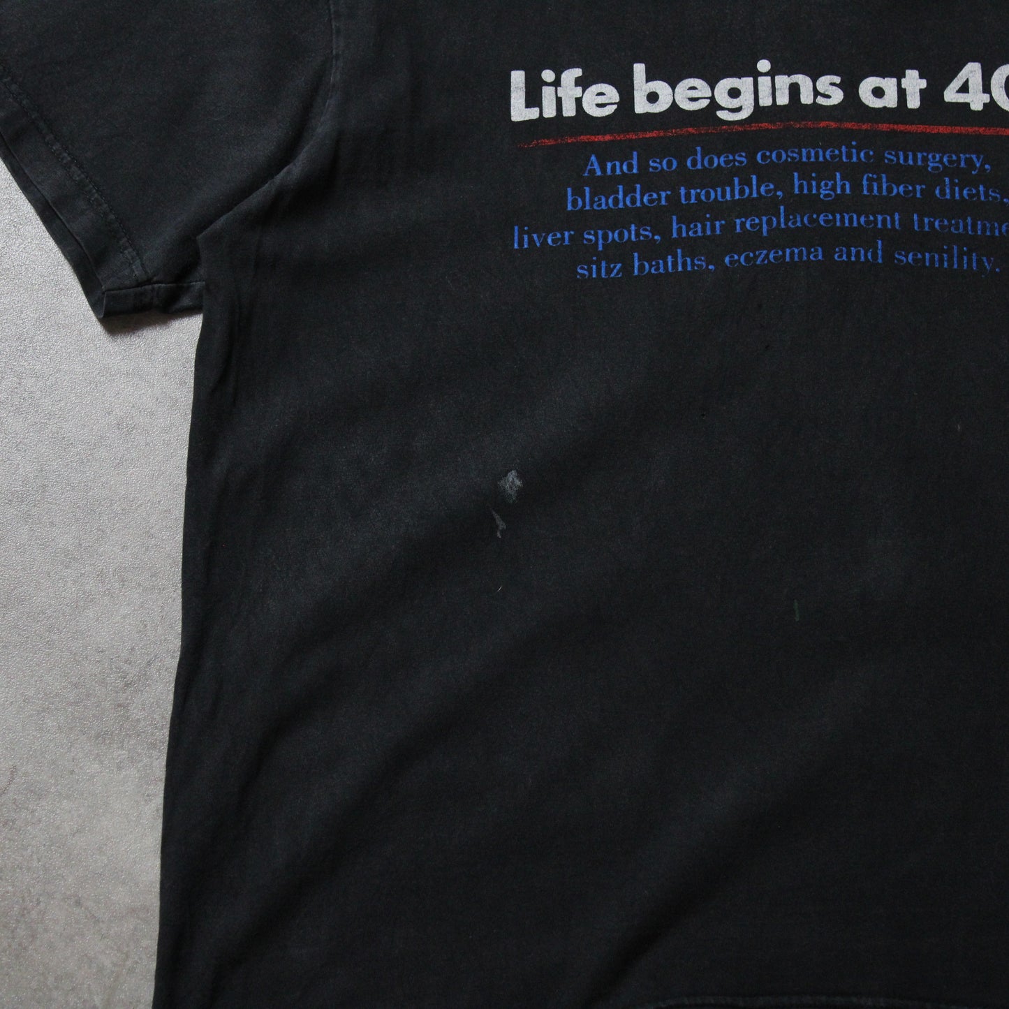Life begins at 40. Printed T-Shirt (Man-M)
