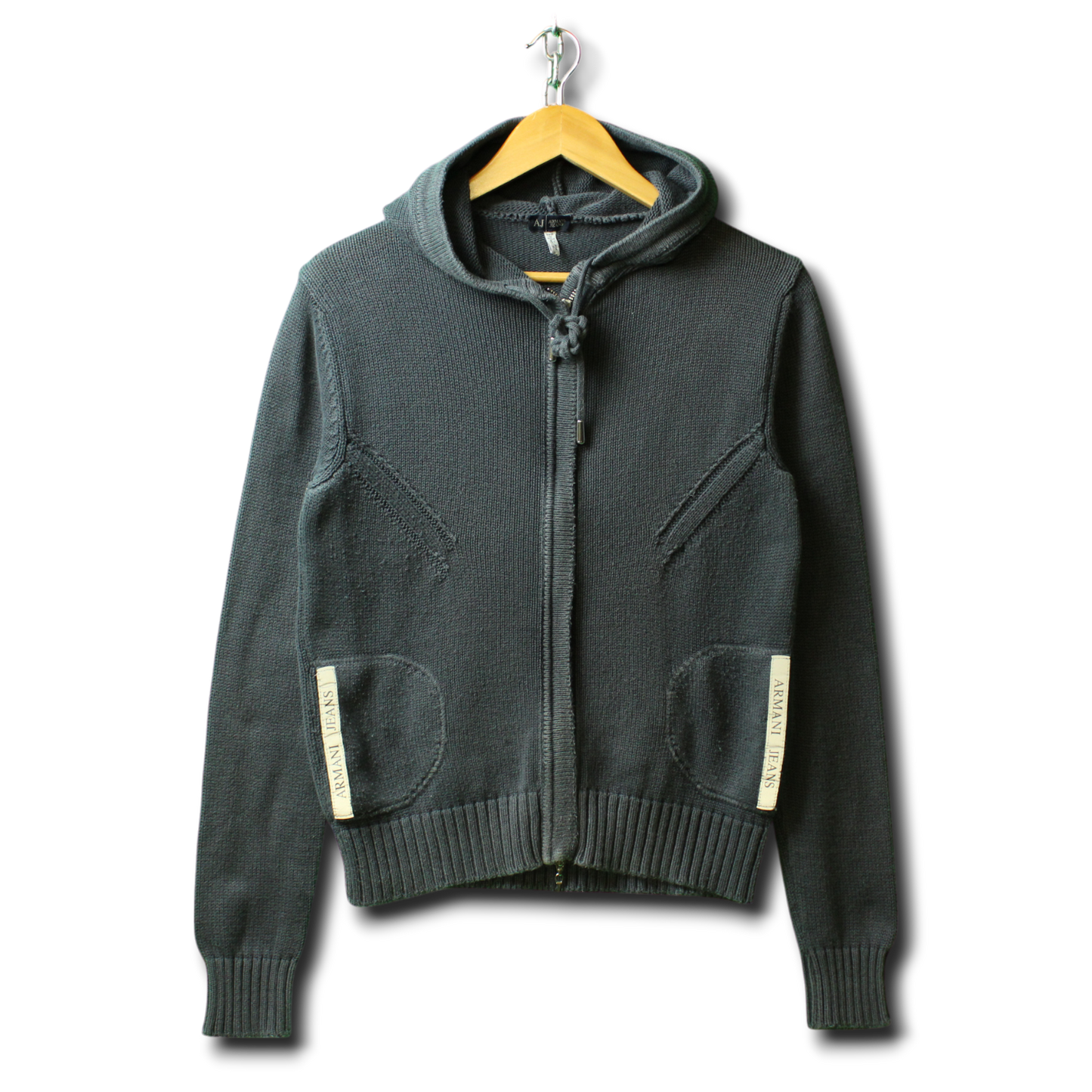 Armani Jeans Kapuzenpullover mit durchgehendem Reißverschluss (Größe L)