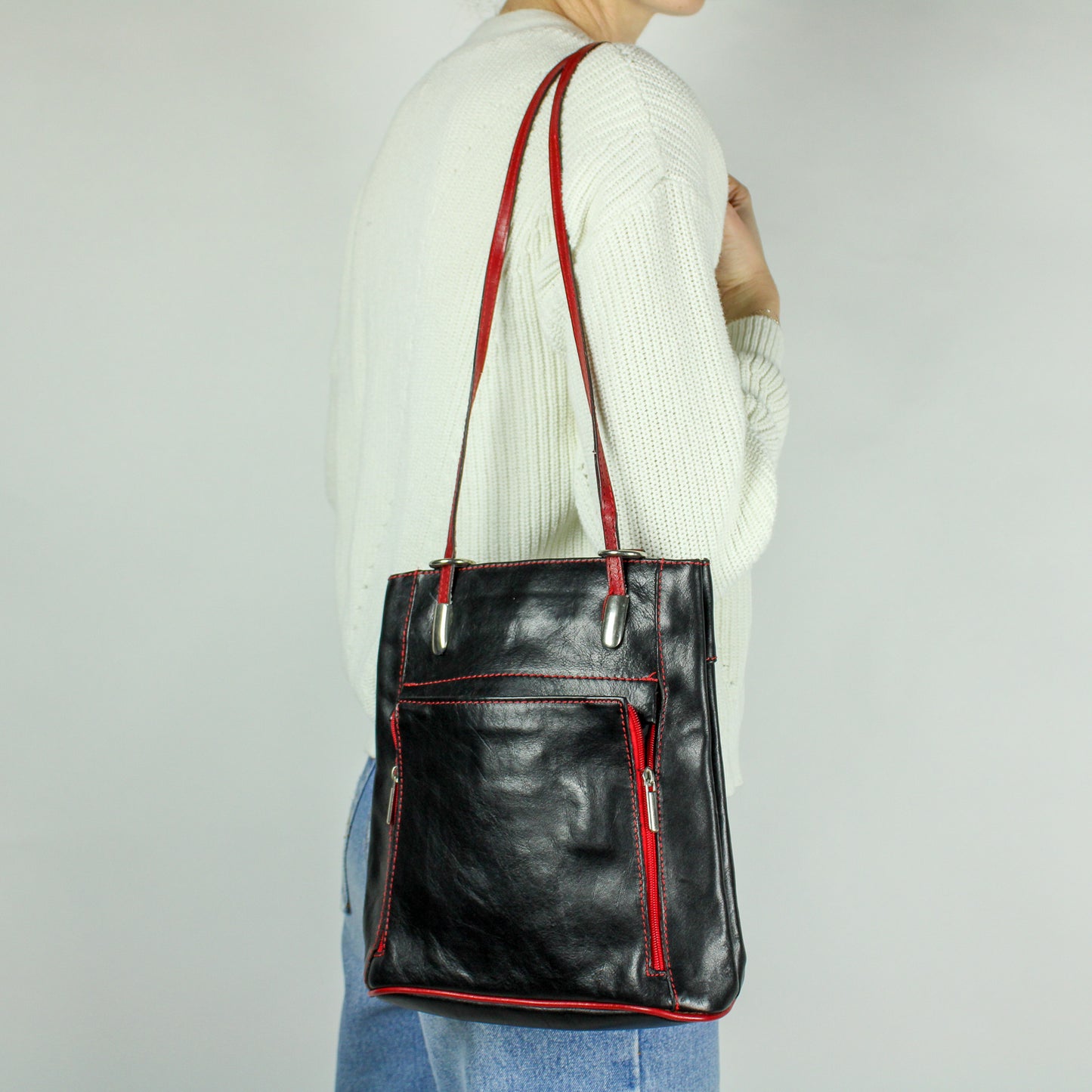 Vintage Lederrucksack und Umhängetasche