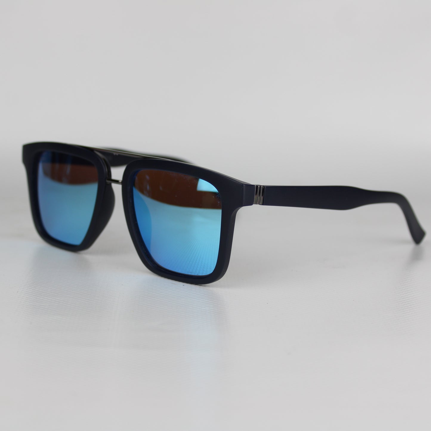 Matte Black Frame Sunglasses with Polarized Mirror Lenses