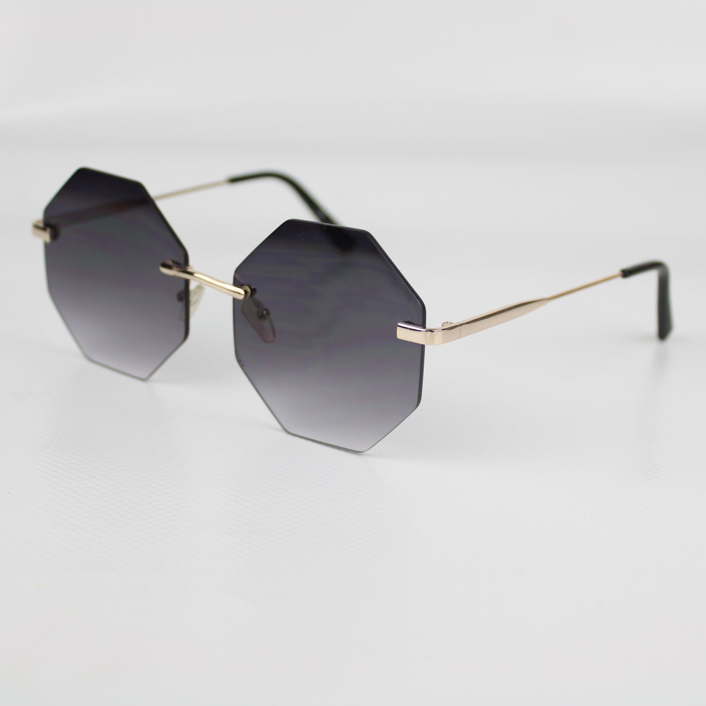 Geometric Octagon Sunglasses – Gold & Gradient Black