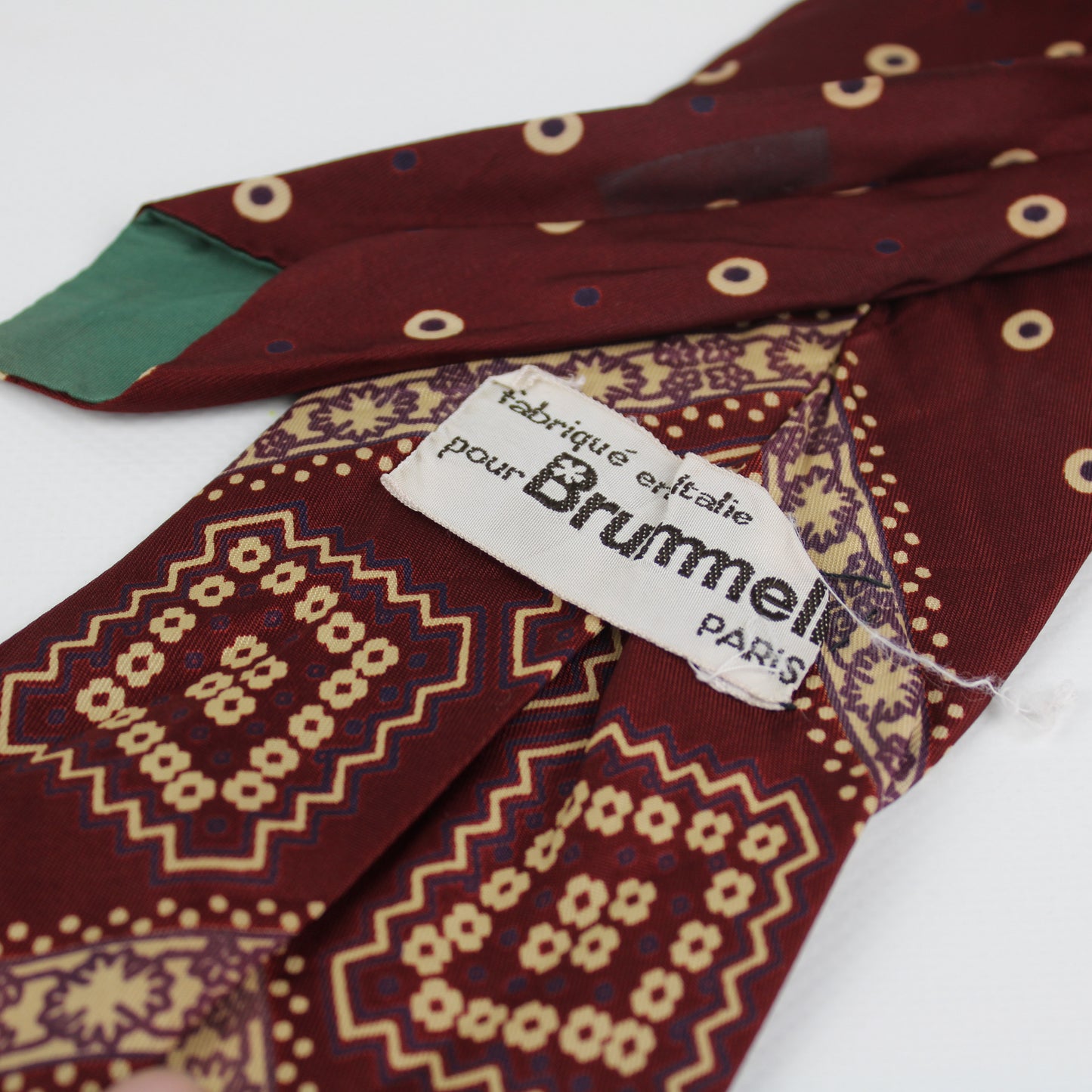 Brummell Paris Burgundy Patterned Vintage Tie – Made in France