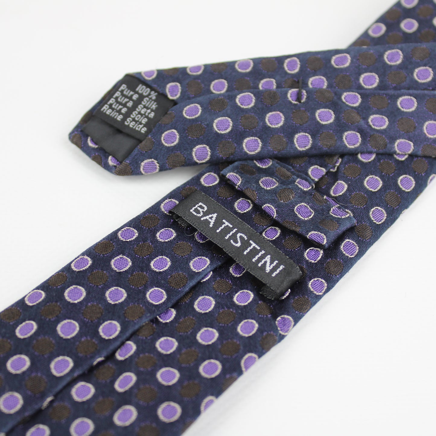 BATISTINI Purple Dot Silk Tie – Made in Italy