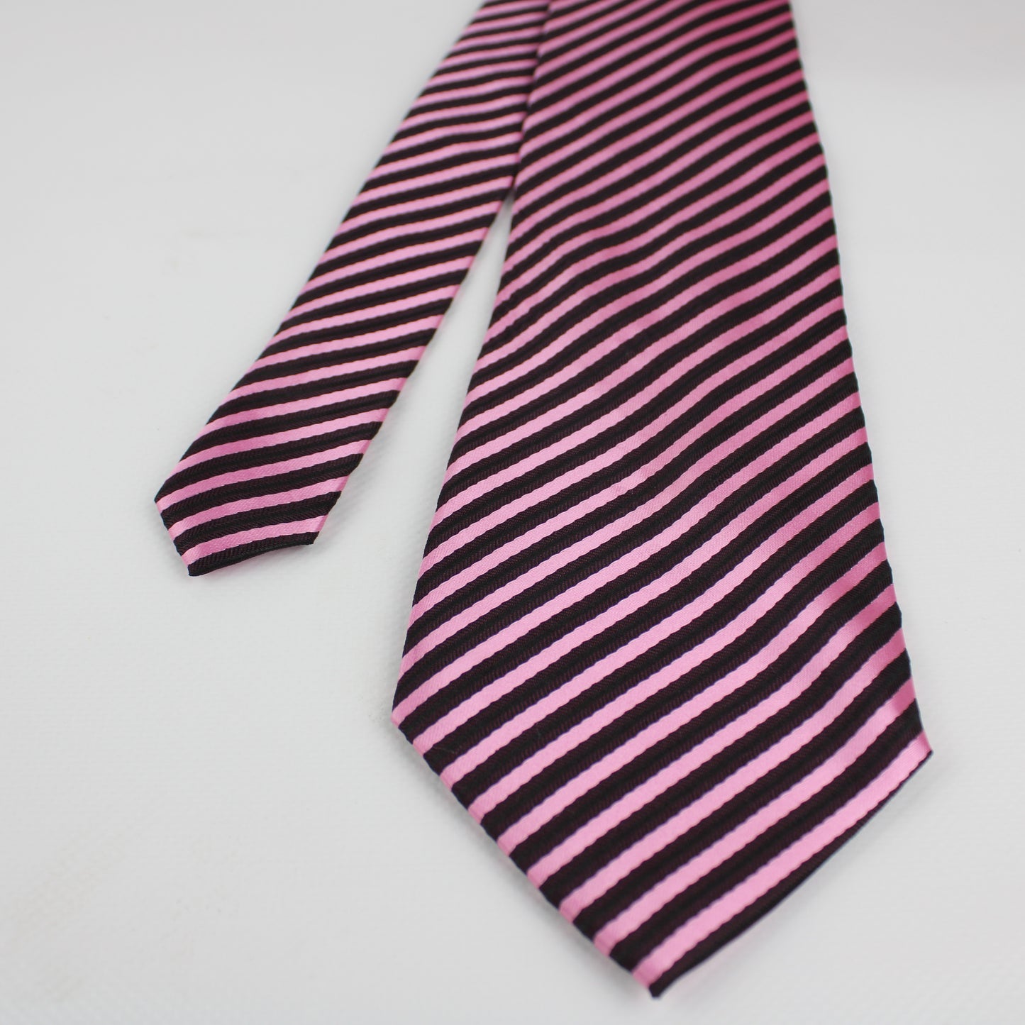 H. Damiano Pink & Black Striped Tie – Bold Italian Style