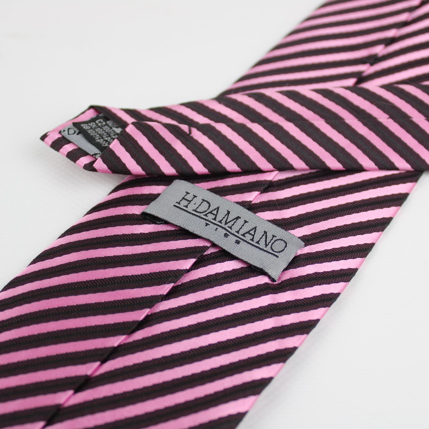 H. Damiano Pink & Black Striped Tie – Bold Italian Style