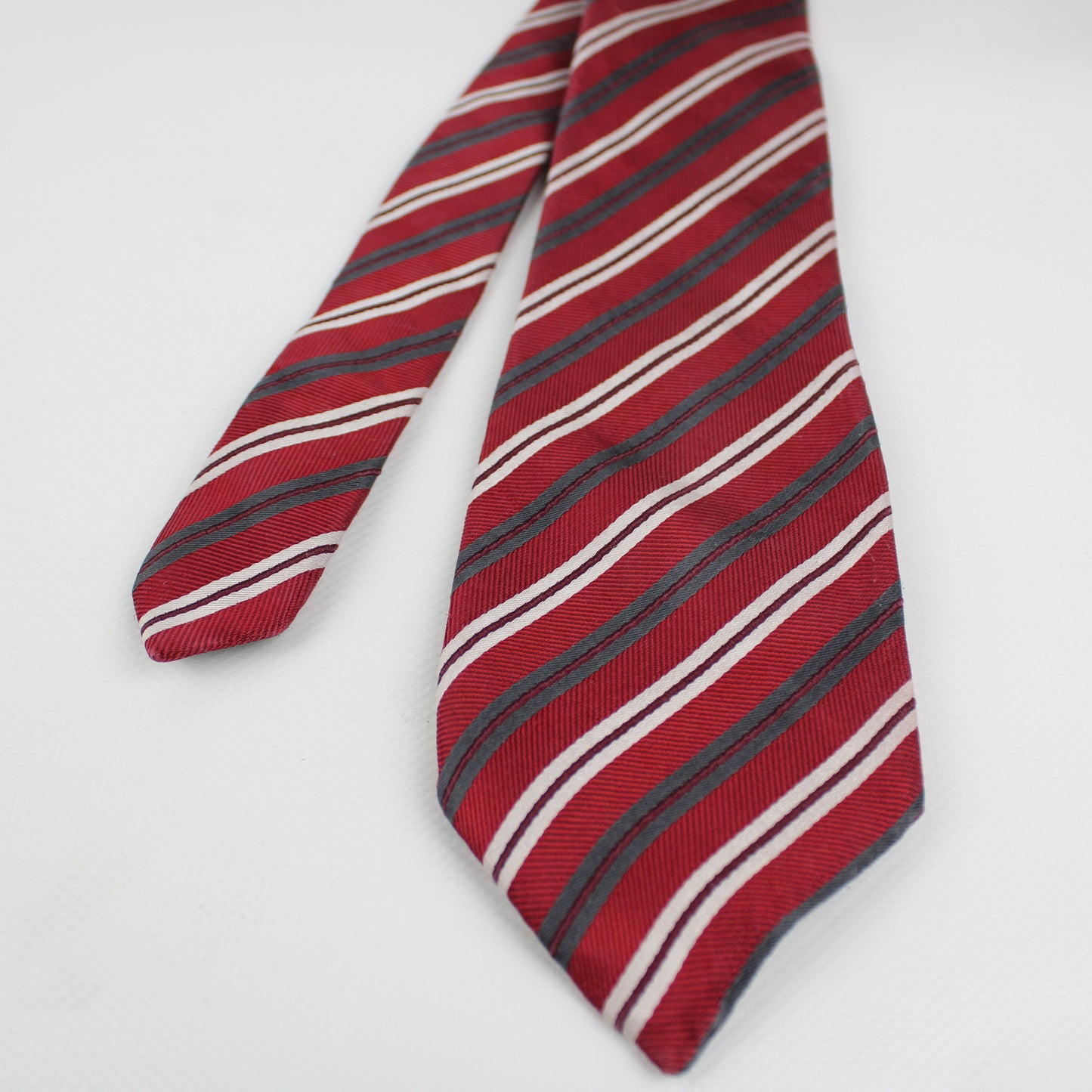BATISTINI Red Striped Silk Tie – Made in Italy