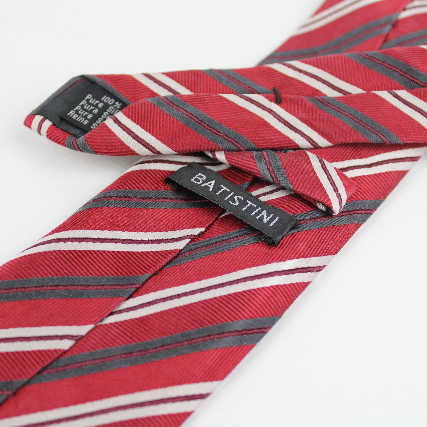 BATISTINI Red Striped Silk Tie – Made in Italy