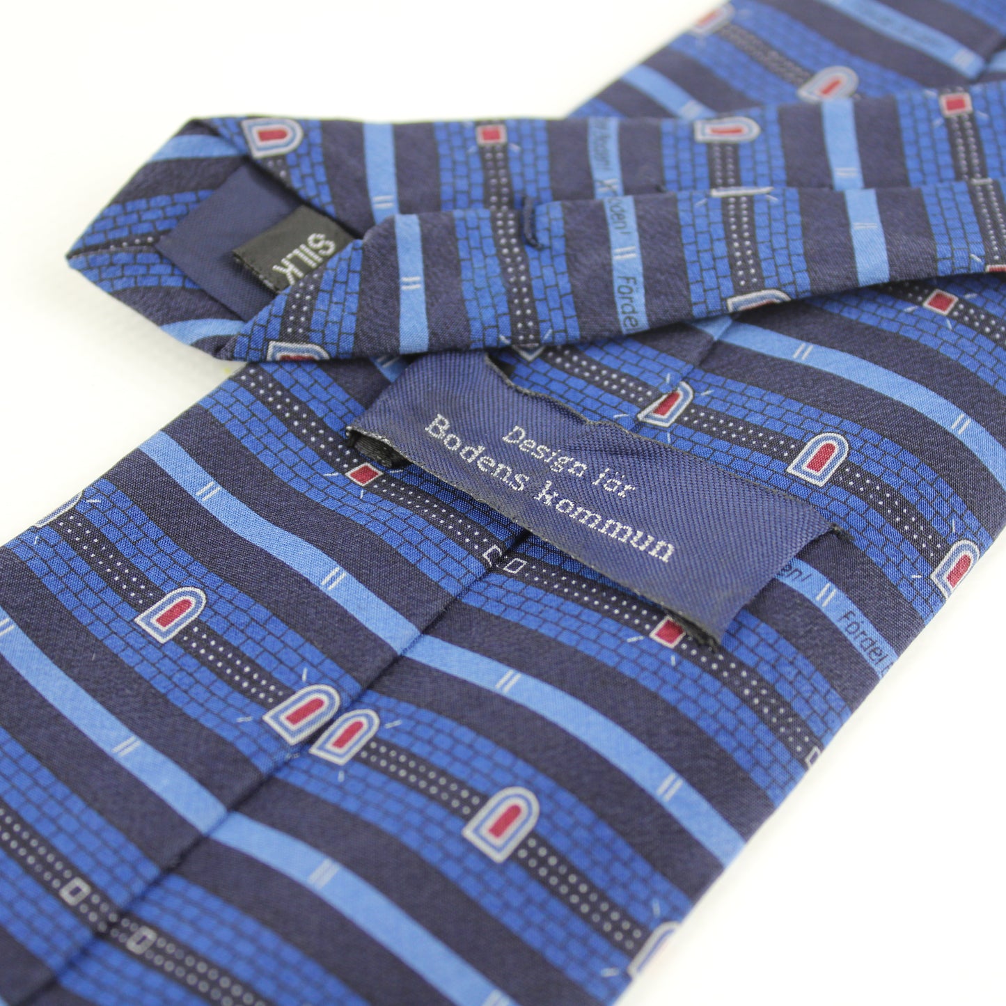 BODENS KOMMUN Blue Pattern Silk Tie – Sweden Design