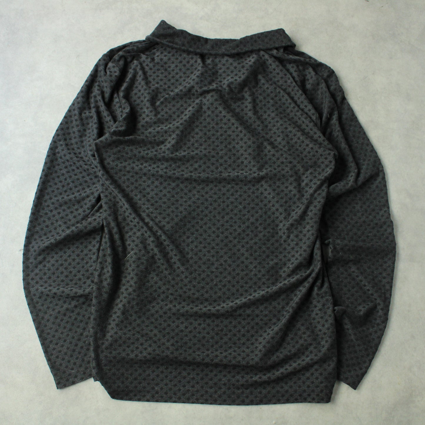 Emporio Armani Patterned Long Sleeve Polo – Charcoal Grey (Man-M)