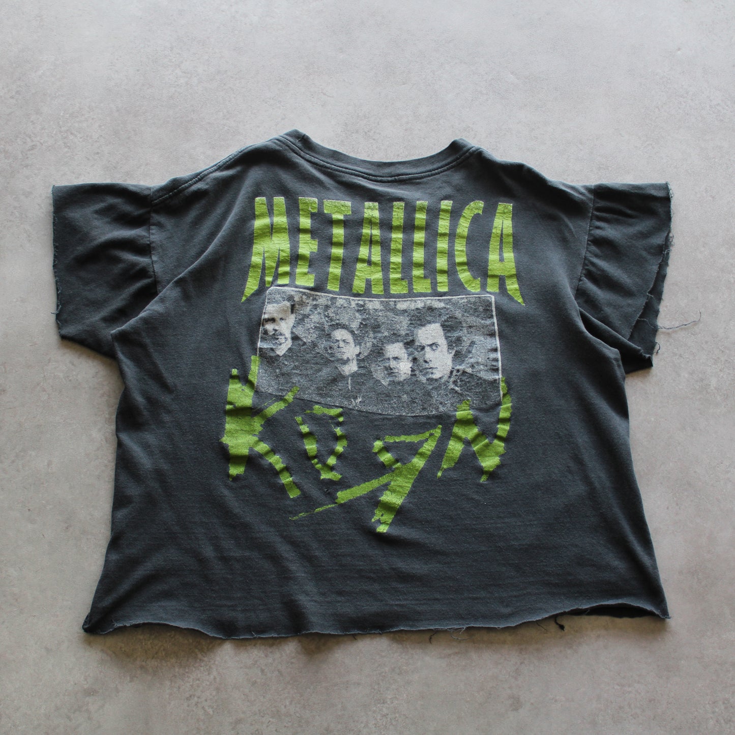 Metallica × Korn Cropped Band Tee – Black (Size-M)