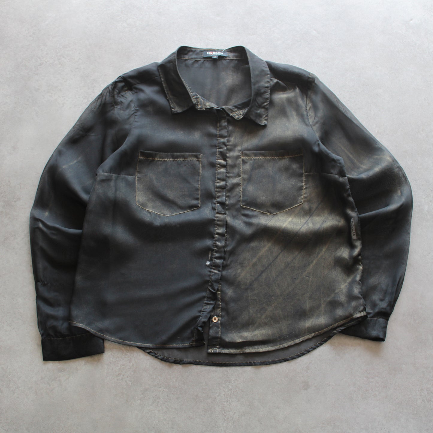 Morgan Black Gold-Washed Long Sleeve Shirt (Woman-L)