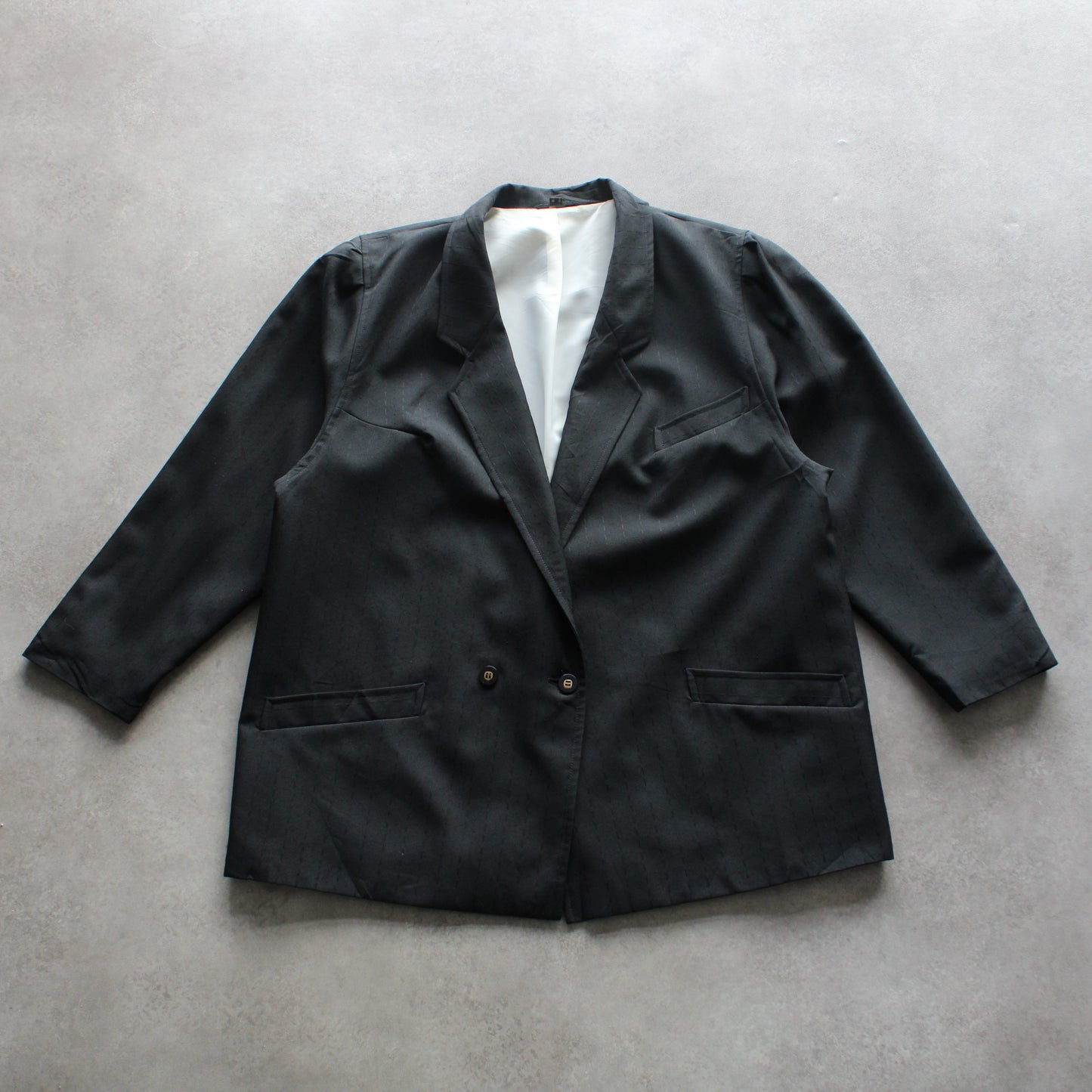 Vintage Double-Breasted Black Blazer (Man-XL)