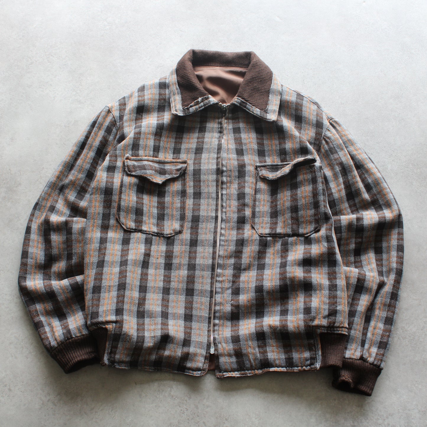 Vintage Checked Zip-Up Jacket (Man-L)