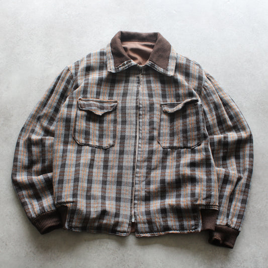 Vintage Checked Zip-Up Jacket (Man-L)