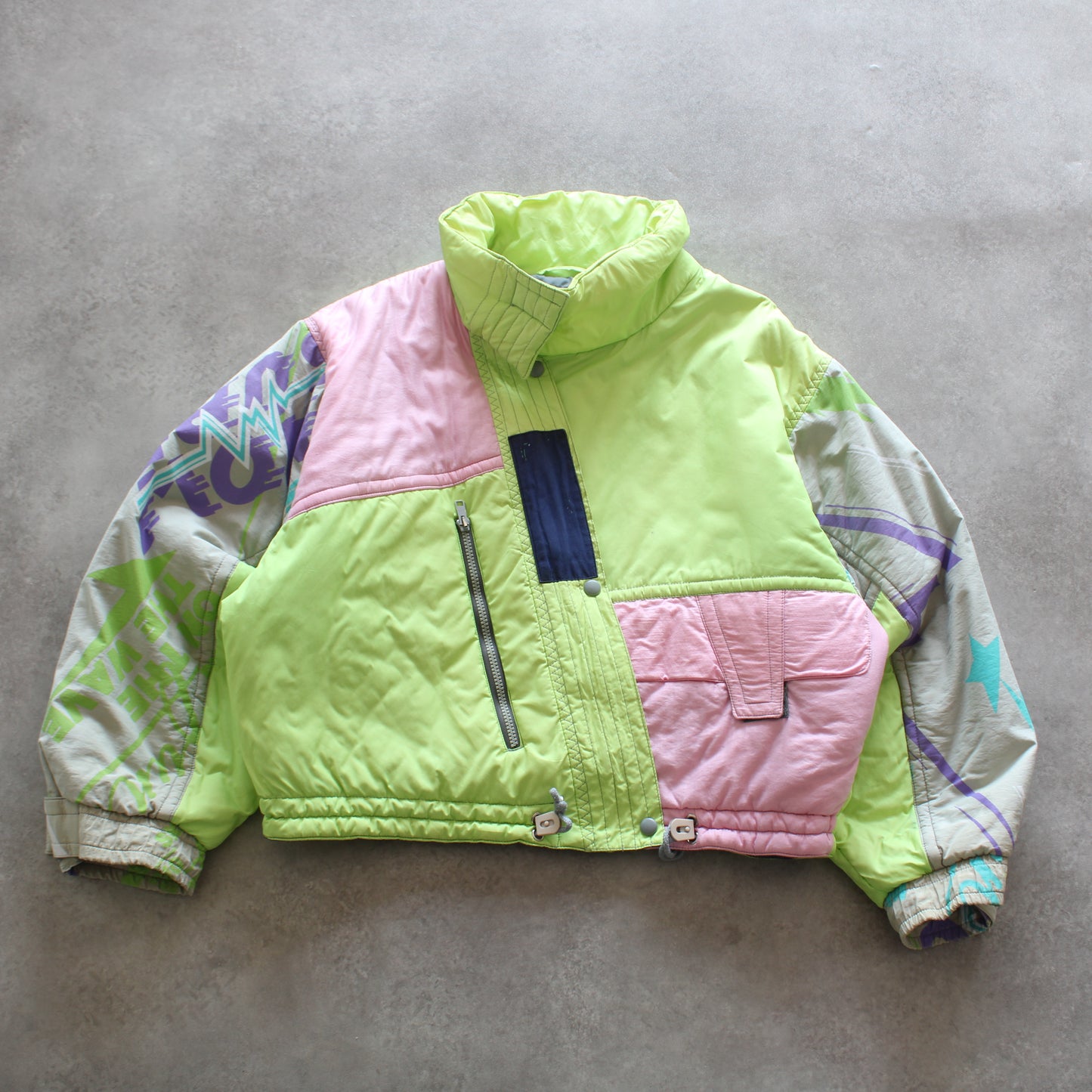 Anzi Besson Neon Colorblock Ski Jacket (Woman-XL)