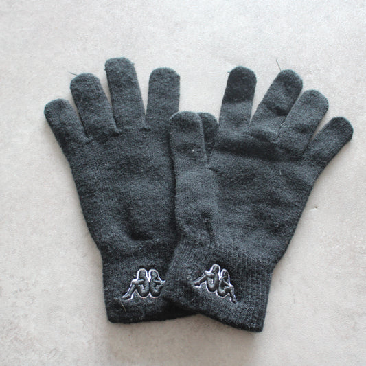 Kappa Black Knit Gloves with Logo Embroidery