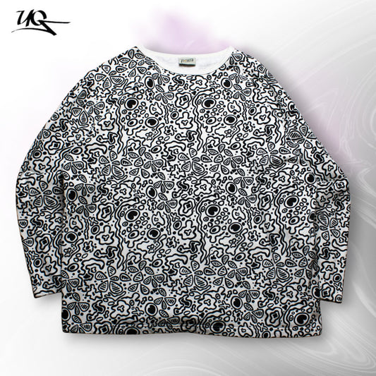 Vintage Schwarz-Weiß-Pullover (Herren-XL) 