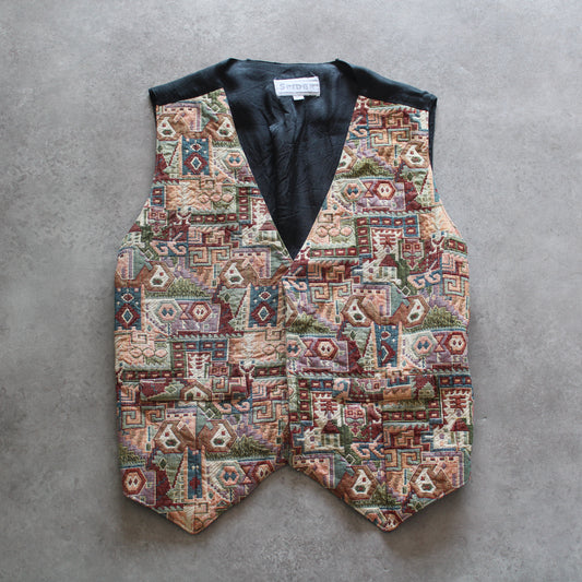 Spider Gobelin Patterned Vintage Vest (Woman-M)