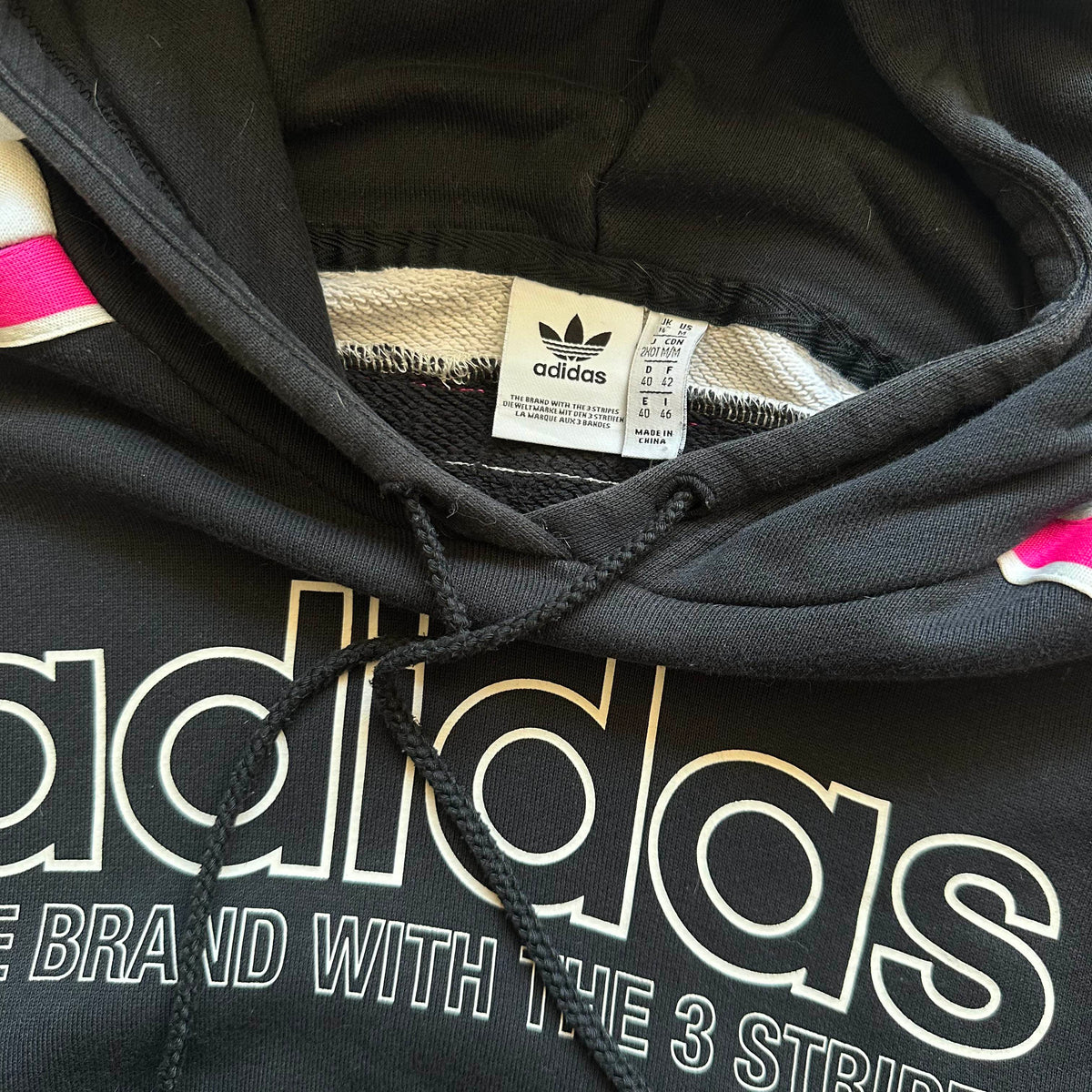 Adidas Black Pink Cropped Hoodie M