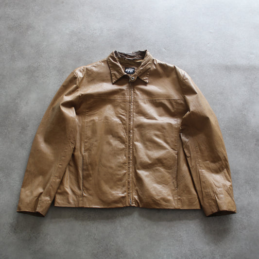 MAX Leatherwear vintage brown leather jacket front view