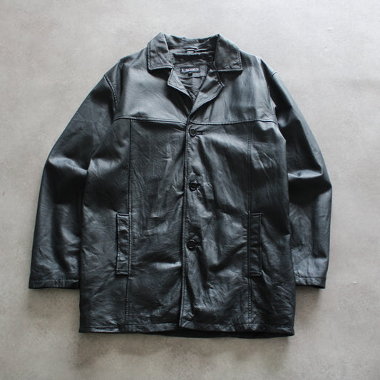 kingsmen leather jacket, vintage black leather jacket, men’s leather coat XL, retro outerwear, classic leather jacket, oversized leather jacket