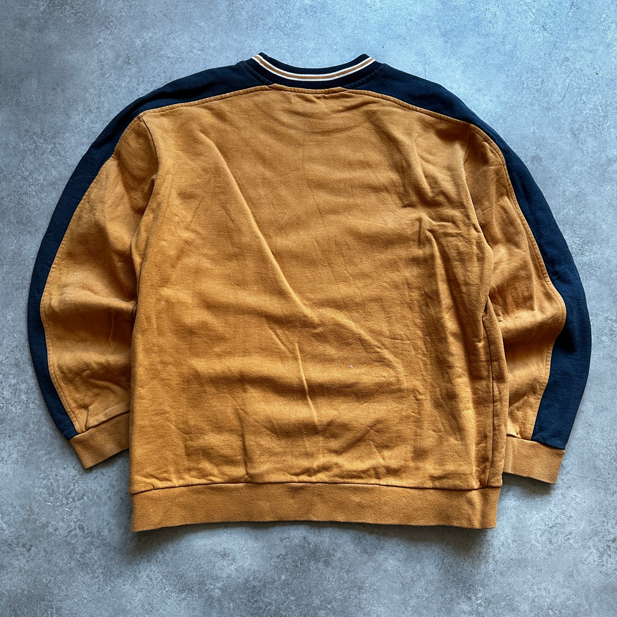 Gin Tonic Mustard Yellow Striped Sleeve Crewneck M