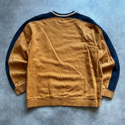 Gin Tonic Mustard Yellow Striped Sleeve Crewneck M