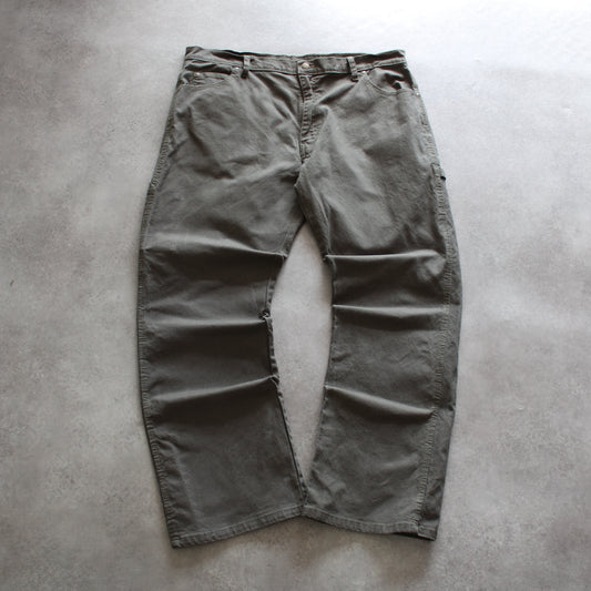 Dickies pants, vintage khaki trousers, Dickies work pants, retro streetwear pants, men’s vintage workwear, gray wide-leg trousers