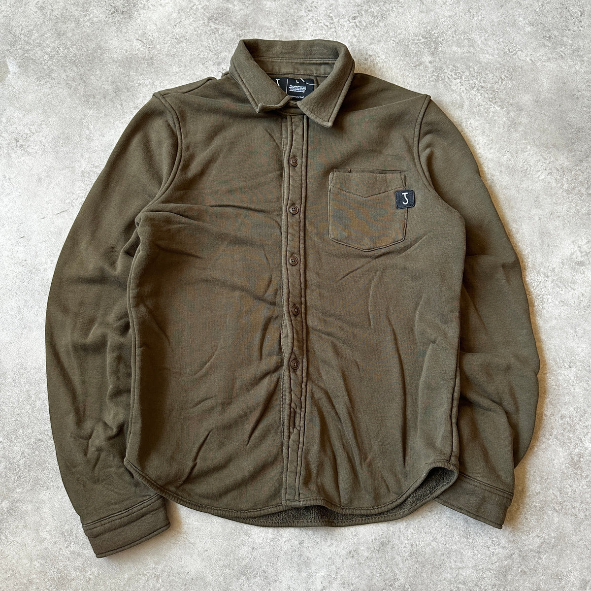 Butcher of Blue Olive Button-Down Fleece Shirt L