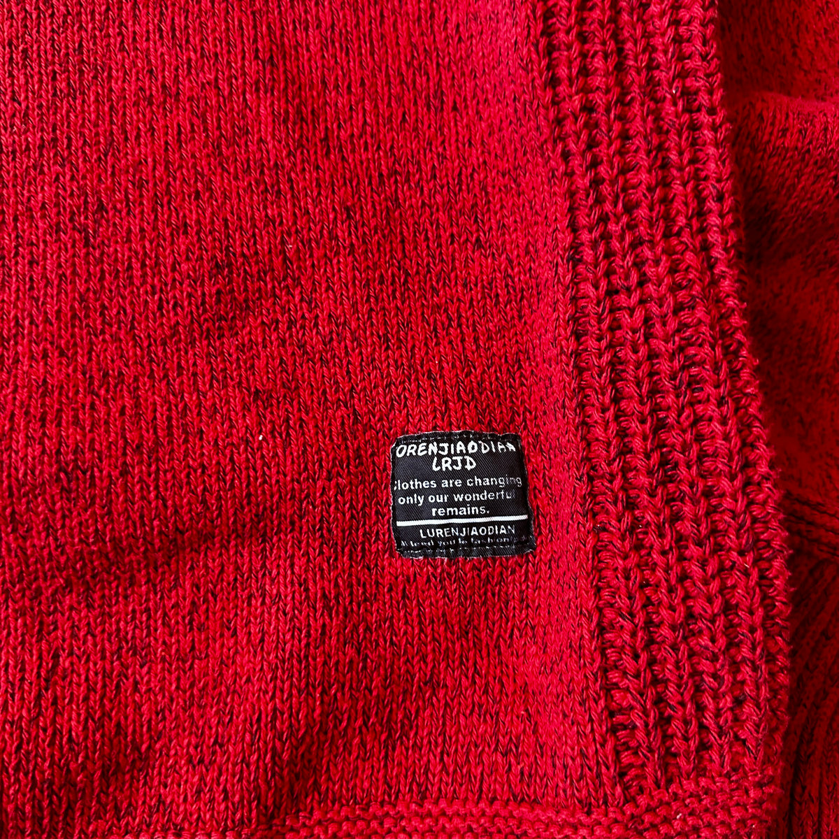 Lurenjiaodian Red Knit Crewneck Sweater M