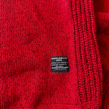 Lurenjiaodian Red Knit Crewneck Sweater M