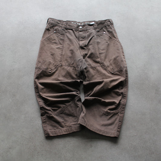 Miller Vintage Brown Cargo Shorts – Utility Pockets Workwear Style (Man-XL)