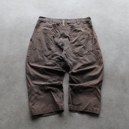 Miller Vintage Brown Cargo Shorts – Utility Pockets Workwear Style (Man-XL)