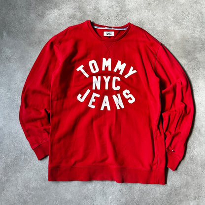 Tommy Jeans Red NYC Arch Logo Crewneck L